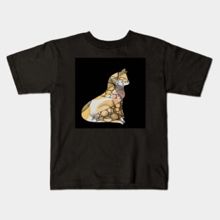 Orange zentangle pretty kitty watercolor Kids T-Shirt